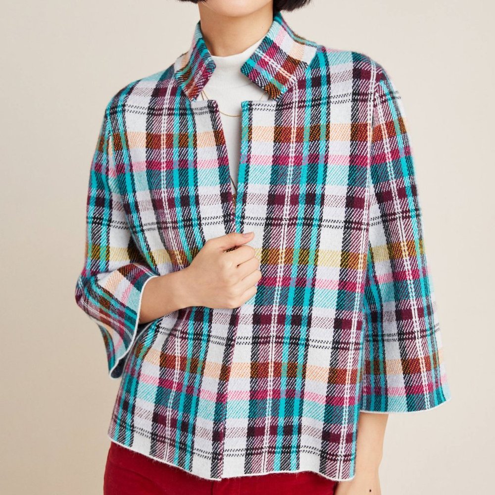Anthropologie Rosetta Cropped Plaid Jacket